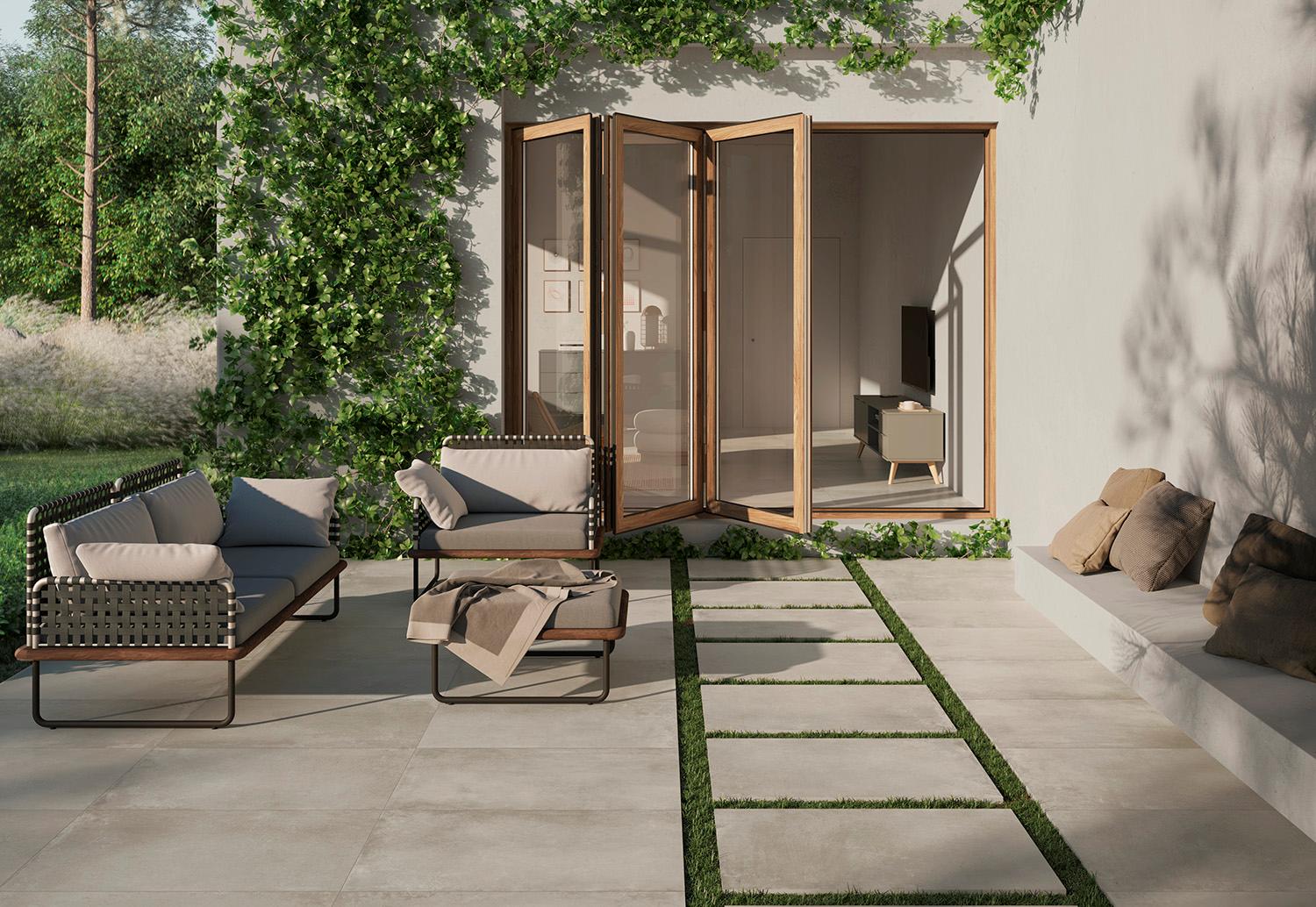 Hazel Marfil Porcelain Paving | Easy Lawn